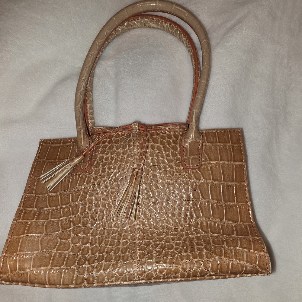 Liz Claiborne Tan Crocodile-Embossed Women's Handbag